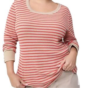 Torrid Red and Cream Striped Long Sleeve Top